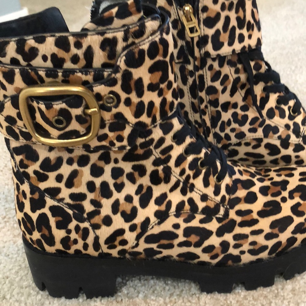 Coach Lucy Leopard print calf hair combat boots - Picture 7 of 11